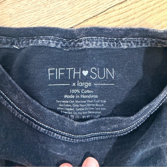 Fifth Sun Dark Gray Cotton Crop T-Shirt, XL - Picture 3 of 5